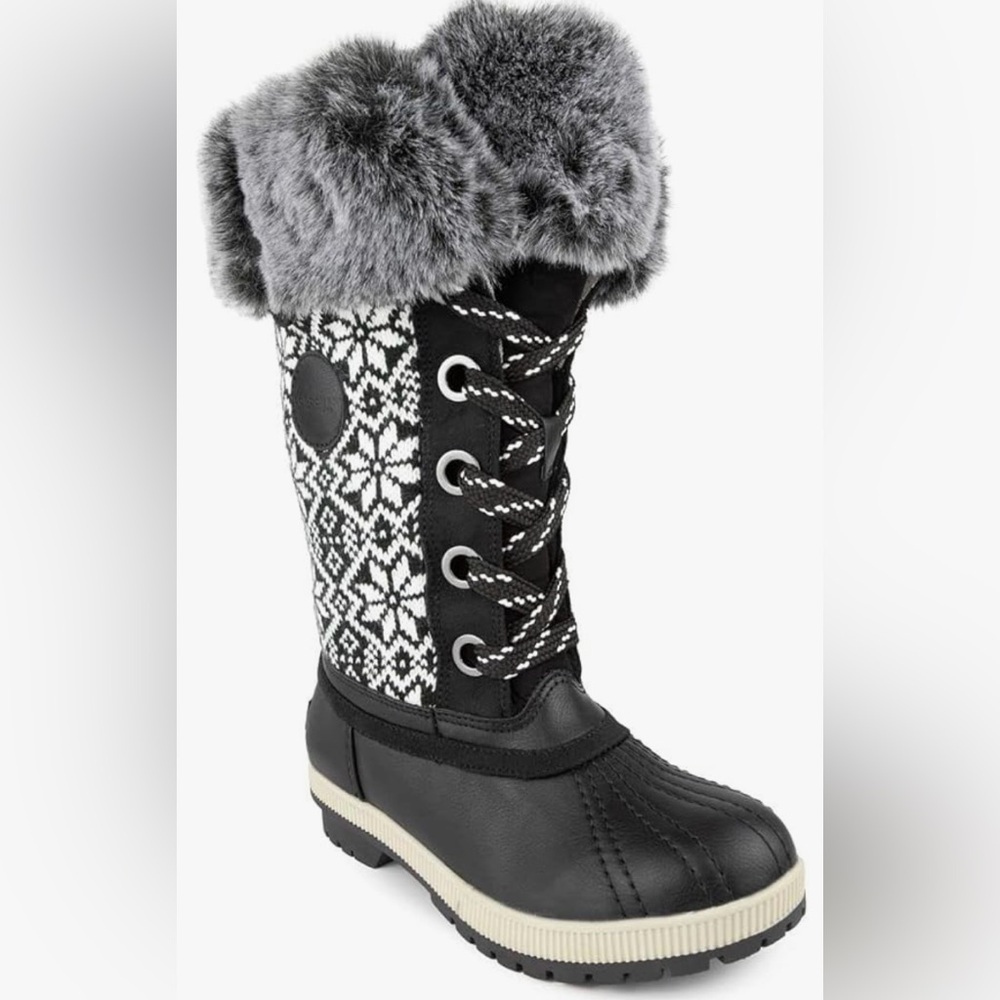 London Fog Black and Gray Winter Boots Size 8